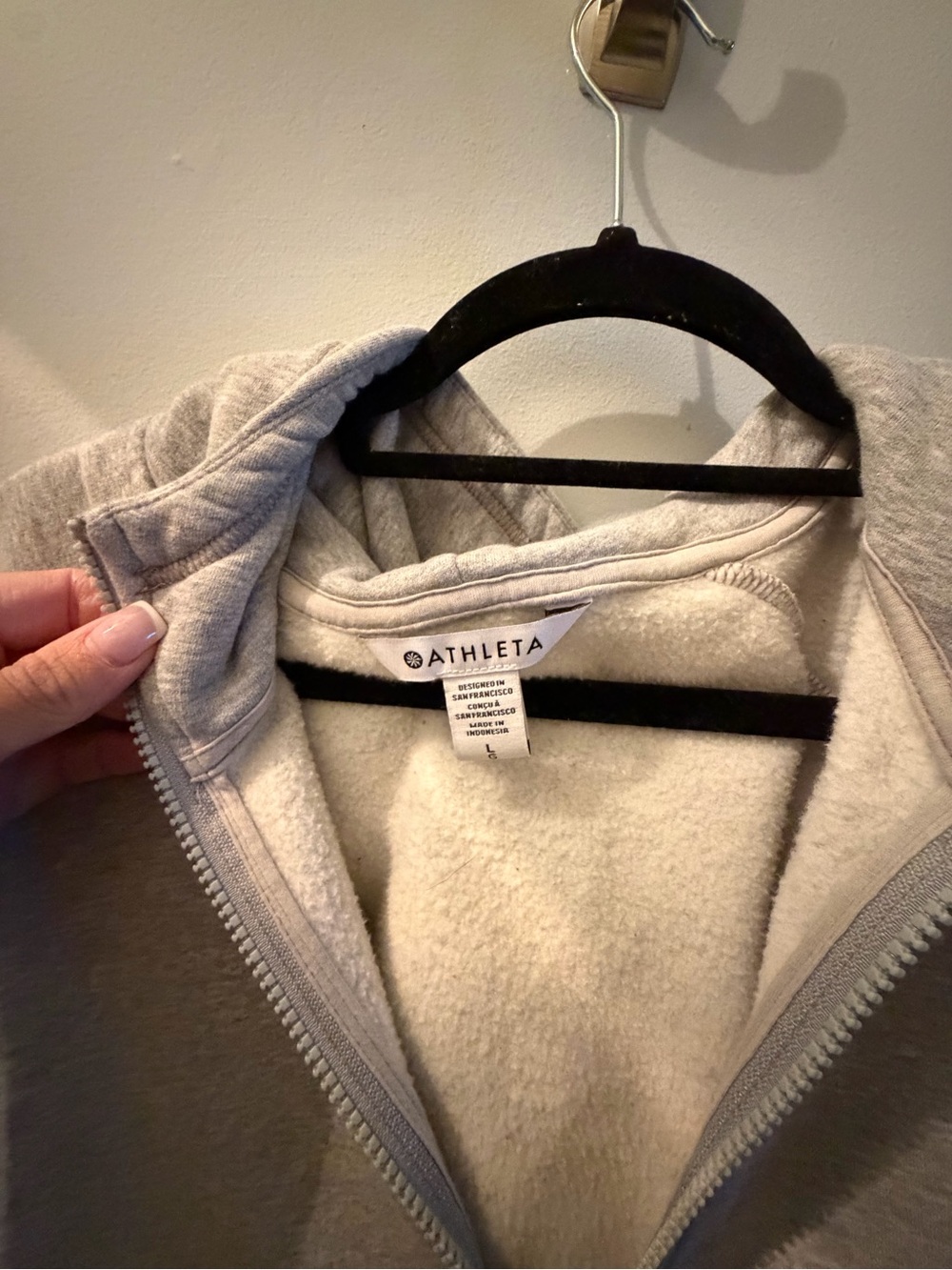 Athleta women’s Full-Zip Sherpa Lined Hoodie - Light Gray